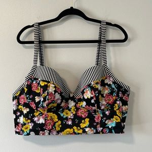 *damaged* Torrid Floral Stripe Swim Top & Bottoms